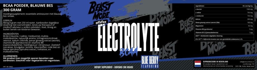 BM Nutrition - Beast Mode Nutrition - Supplement - Electrolyte BCAA - omschrijving